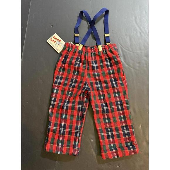 Vintage Good Lad Baby Wool Blend Suspenders & Plaid Slacks 24 Months New - Picture 2 of 4